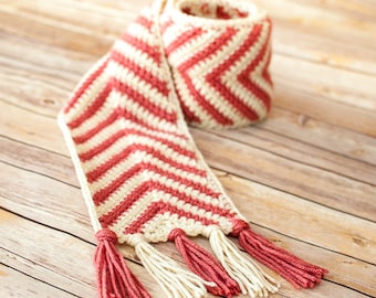 Crochet Pattern - Chevron Ripple Scarf Pattern (Perfect for the whole family ... women, men, kids) - Instant Download  PDF