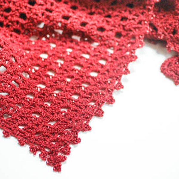 Crochet Pattern - Lace Shawl with Beaded Edging - Instant Download  PDF