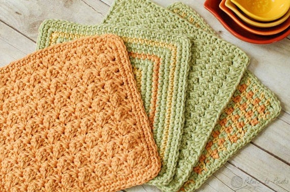 Set of 4 Crochet Dishcloth Patterns