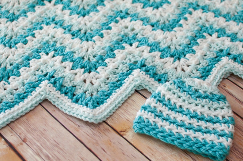 Crochet Pattern Gentle Ripple Baby Blanket and Hat Pattern Instant Download PDF image 1
