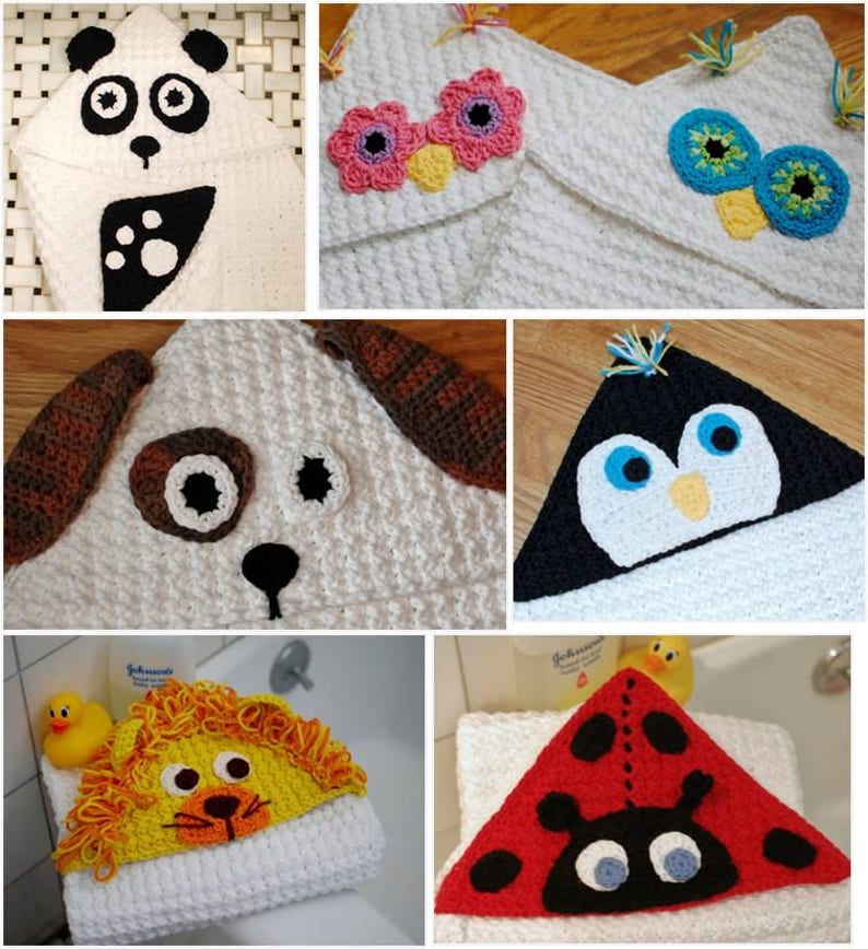 Crochet Hooded Towels Patterns All Animals Package image 1