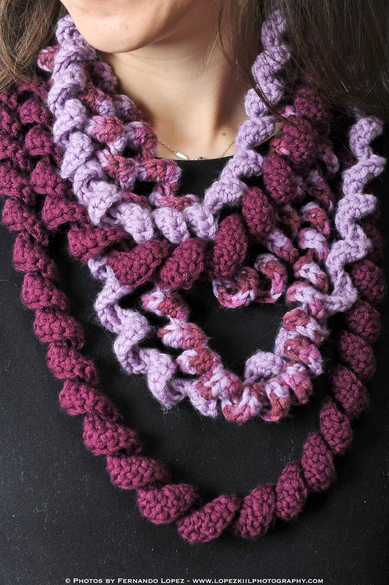 Crochet Pattern Spiral Loop Scarf Immediate PDF Download image 2