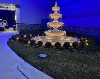 9 ft Luxury Outdoor 4 Tire Water Fountain | LED Landscape Fountain | Elegant Garden & Entrance Decor
