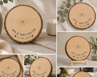 Trancio di legno personalizzato per tronchetto di nozze