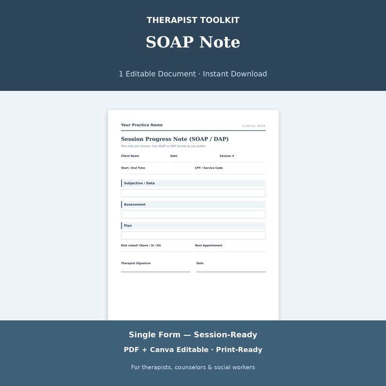 Therapy Templates, Therapist SOAP Note and DAP Progress Notes ...