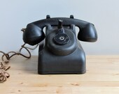 Art Deco Era Desk-Office Phone, Mid Century Industrial Crank Telephone