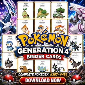 Pokémon Gen 4 National Pokédex Binder Pages, Sinnoh Binder Placeholders PDF, Printable Pokémon Checklist, Pokémon Collection Tracker