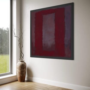 Tiefrotes Rechteckiges Leinwandbild, Moderne Abstrakte Wandkunst, Minimalistische Wohnkultur, Zeitgenössische Leinwandmalerei