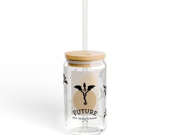 Bat Silhouette Future Sipper Glass | 16oz Bamboo Lid Straw