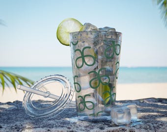 Green Loop Monogram Pattern Tumbler 16oz