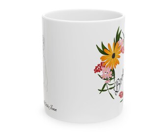 Bouquet Floral Script Mug | Ceramic Coffee Cup
