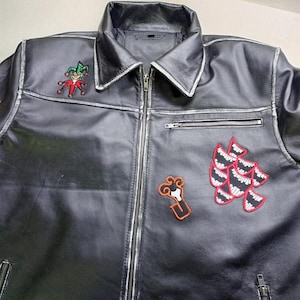 Men's Biker Jacket Batman Arkham Joker Asylum Black Distressed Leather Jacket