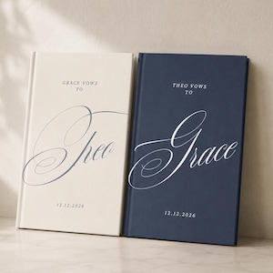 Vow Book His and Her Set of 2, Personalized Vow Books Wedding with Names & Date, Custom Vows Hardcover Keepsake for Bride and Groom
