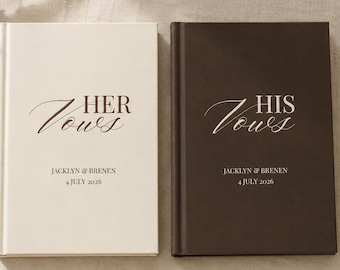 Vow Books Set of 2, His and Her Wedding Vow Books, Custom Vow Booklets for Bride and Groom, Personalized Wedding Keepsake, Names & Date