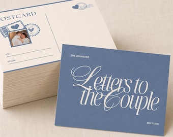 Wedding Guest Book Alternative, Vintage Postcard Guestbook Cards, Letters to the Couple Wedding Set, 6 Colors, Custom Photo