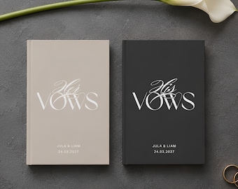 Wedding Vow Books for Bride and Groom, His and Her Vow Booklet Set of 2, Personalized Matte Hardcover Vow Book, 10 Colours
