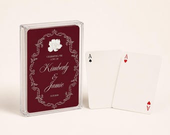Custom Playing Cards Wedding Guest Book Alternative, Personalized Wedding Playing Cards with Names and Date, Vintage Floral Deck