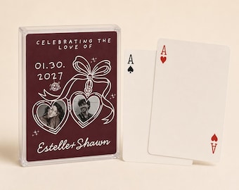 Custom Photo Playing Cards Guest Book Alternative, Personalized Wedding Deck with Your Photos Names and Date, Couples Gift