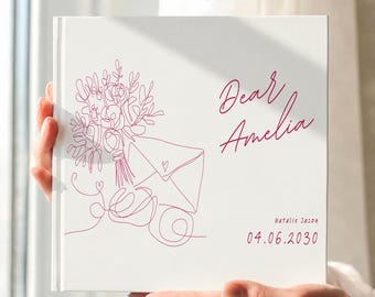 Letters to the Bride Book, Personalized Line Art Keepsake Album, Wedding Guest Book Alternative, Newly Engaged Gift