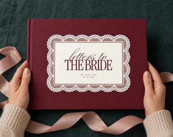 Letters to the Bride Book, Personalized Bridal Shower Guest Book, Vintage Lace Bride Scrapbook, Custom Name Date Wedding Keepsake