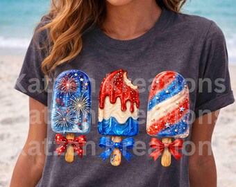 Patriotic Popsicle PNG Fourth of July Digital download, Sublimation Design,DTF Summer Tee