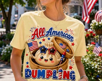 All American Dumpling PNG,  Patriotic Food Graphic, Funny 4th of July Sublimation Design
