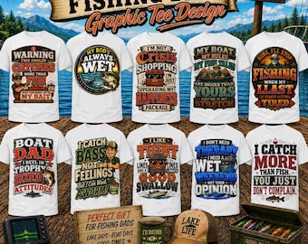 Funny Fishing Dad Bundle PNG, Fishing Shirt Designs Pack, Dad Fishing Quotes Fathers day