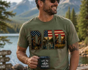 Patriotic Dad PNG Design | American Flag DAD Sublimation | Father’s Day Fishing Grilling Baseball Shirt Design | Instant Download