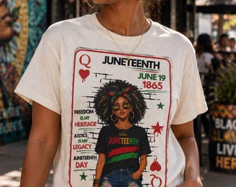 Juneteenth Queen of Hearts PNG | Freedom Is My Heritage Digital Download | Black Girl Juneteenth Shirt Design | Juneteenth Sublimation PNG