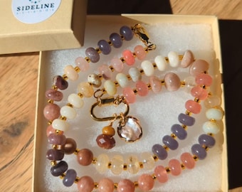 September Haze | Hand Beaded Gemstone Necklace | Everyday Gift for Her