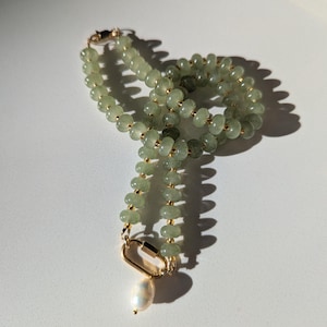 Matcha + Parel | Handgemaakte kralenketting met edelstenen | Een perfect cadeau voor haar, elke dag weer