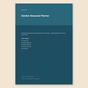Garden Seasonal Planner, Printable Pack, PDF