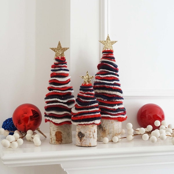 Red White and Blue Christmas Tree Ornaments Etsy