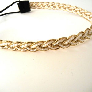 Gold and White Braided Headband