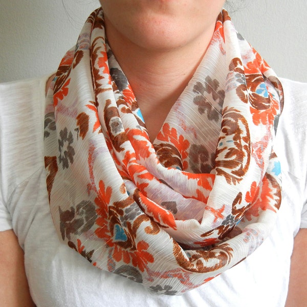 Orange Moroccan Print Infinity Scarf