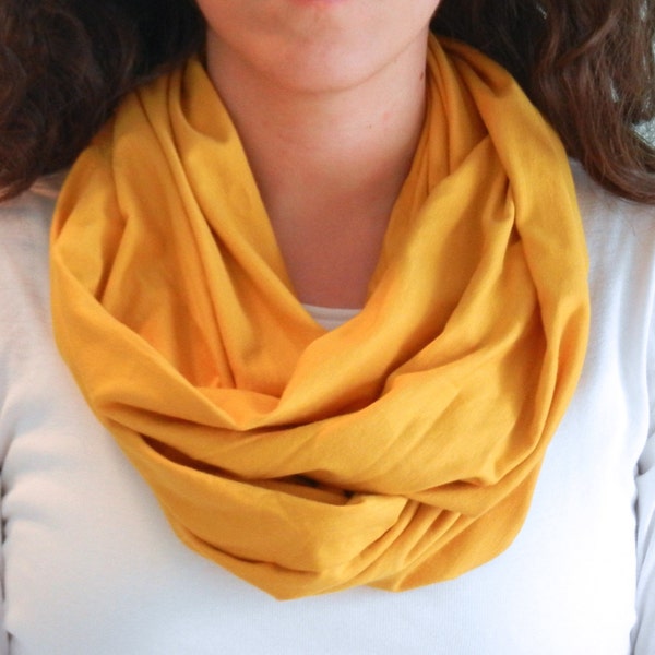 Mustard Yellow Jersey Knit Infinity Scarf