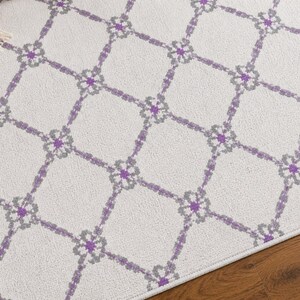 Lavender Geometric Lattice Area Rug | Trellis Pattern Accent Rug