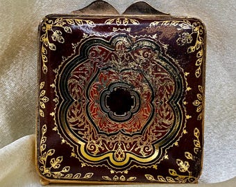 Mid-Century Italian Leather Mirror Compact