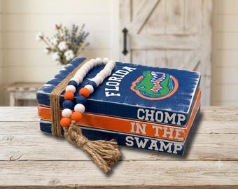 Rustic Florida Gators Wooden Book Stack