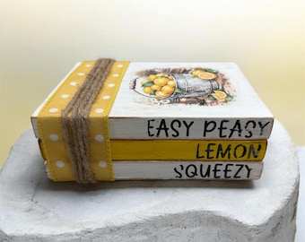 Easy Peasy Lemon Squeezy book stack decore