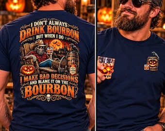 Jag dricker inte alltid bourbon Halloween-tröja | Pumpakorn, bourbonflaska