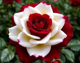 Semillas de rosas gemelas rojas y blancas raras – Flores bicolores tradicionales para plantar