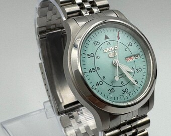Reloj Seiko 5 vintage con esfera azul Tiffany, fabricado en Japón, movimiento original 7s26.