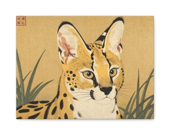 Ukiyo-e Canvas Print Serval Golden Grass