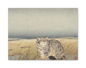 Ukiyo-e Canvas Print Pallas Cat Steppe Wind