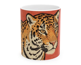 Mug Ukiyo-e Leopard Red Ground