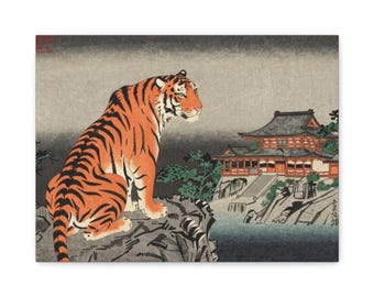 Ukiyo-e Canvas Print Tiger Temple Guard