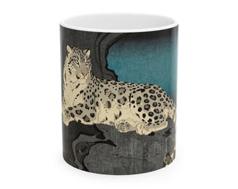 Mug Ukiyo-e Snow Leopard Teal Night