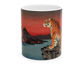 Mug Ukiyo-e Tiger Volcano Watch