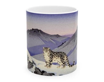Mug Ukiyo-e Mountain Dusk Snow Leopard